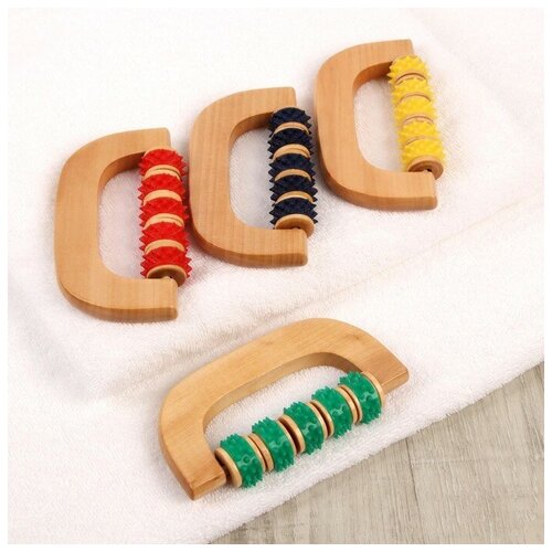 Массажёр Коромысло 145 8 3 см деревянный 5 колёс с шипами цвет микс 580₽