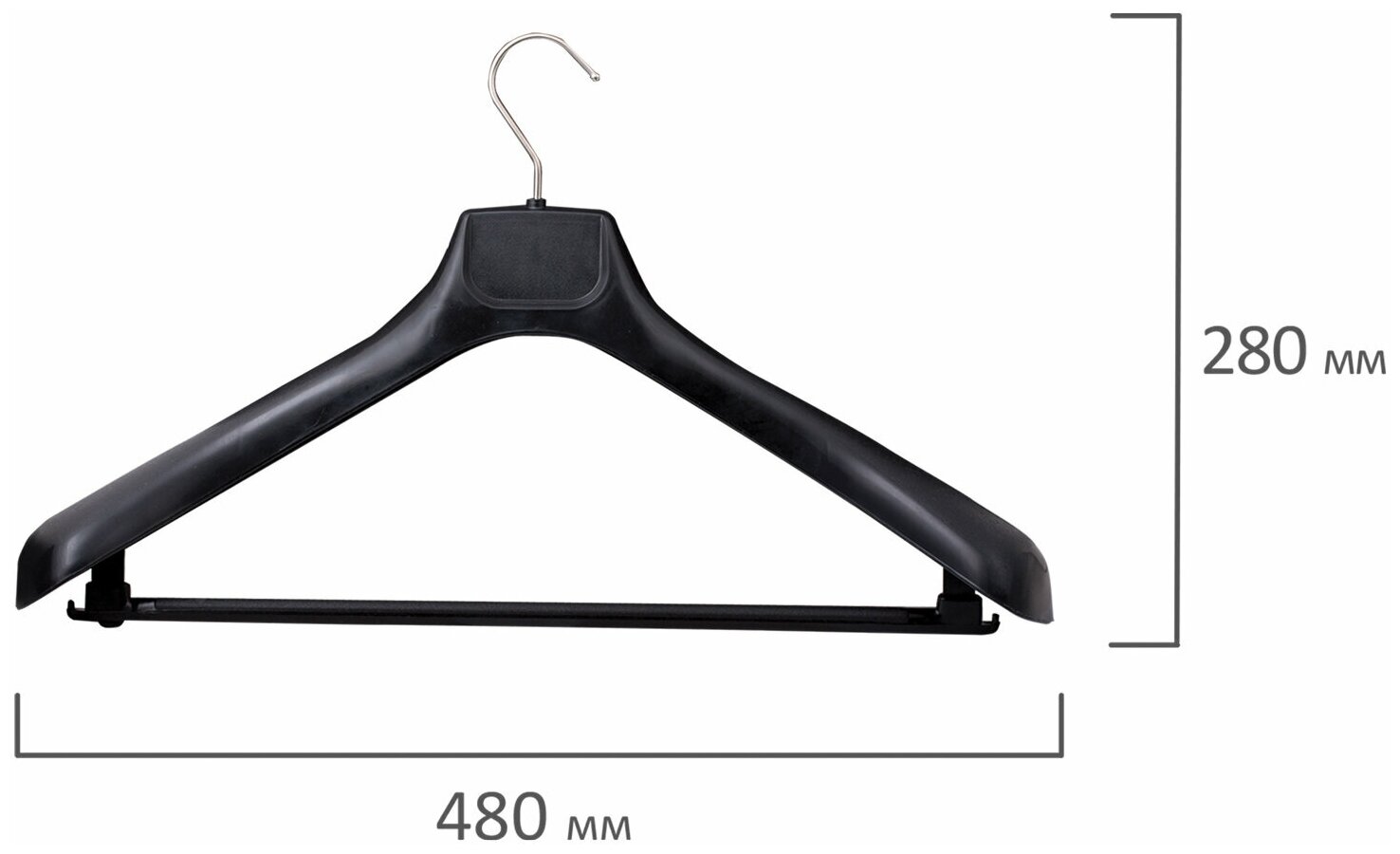 Вешалка-плечики пластиковая, размер 50-52, длина 48см, ширина 6.5см, черный, 1шт. (С041) - фотография № 3