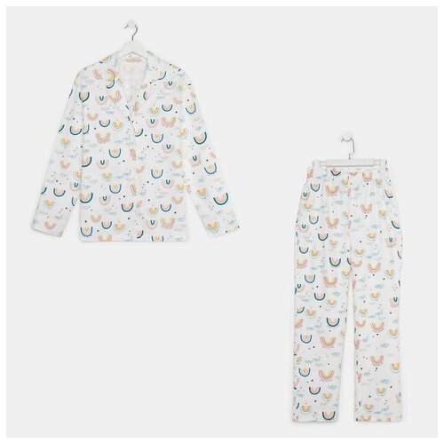 Пижама , размер 40/42, белый пижама kaftan рубашка брюки халат сорочка майка шорты футболка застежка отсутствует короткий рукав пояс размер 40 42 голубой