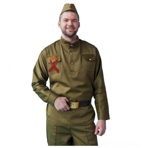 Карнавальный костюм «Солдат», пилотка, гимнастёрка, ремень, георгиевская лента, р. 42-44 карнавальный костюм солдат пилотка гимнастёрка ремень брюки р 42 44