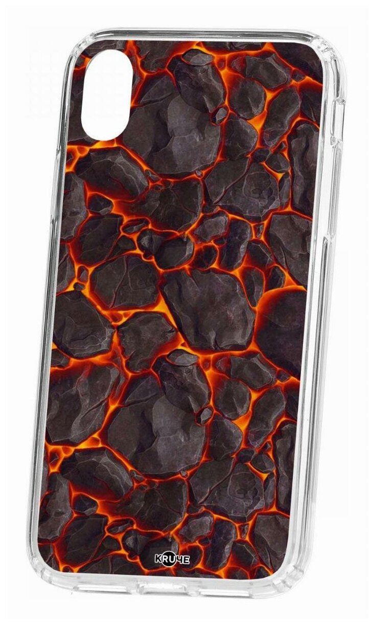 Чехол для iPhone XR Kruche Print Лава,противоударная пластиковая накладка с рисунком,защитный силиконовый бампер с принтом и защитой камеры