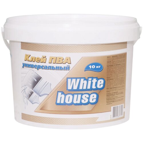 Клей ПВА универсальный WHITE HOUSE 10кг клей пва white house супер 0 9 кг