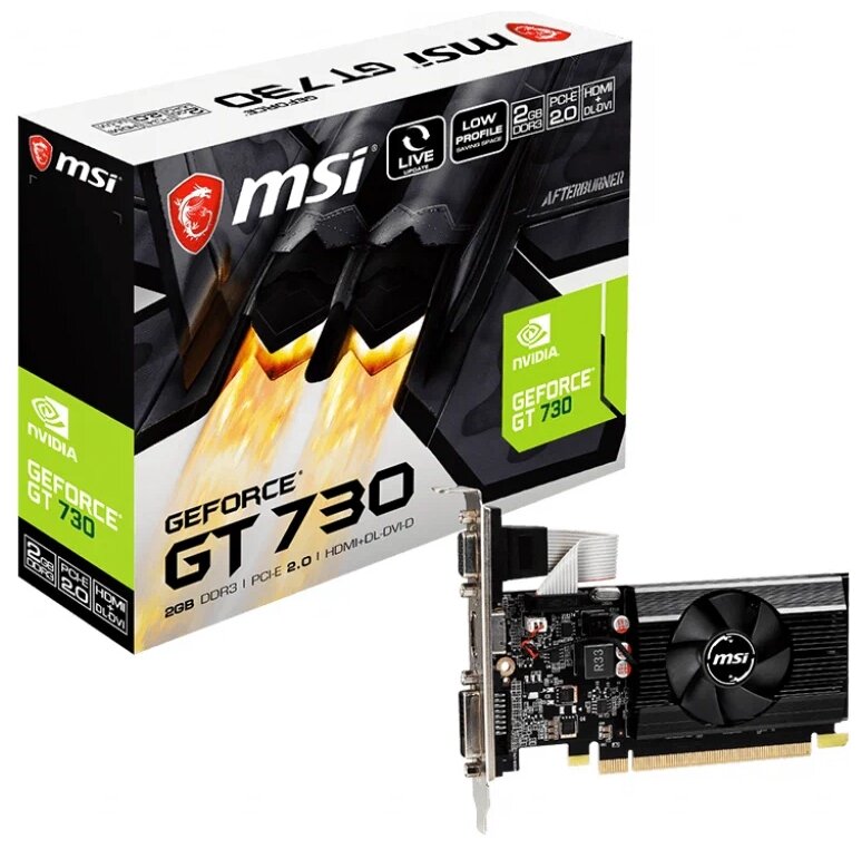 Видеокарта MSI NVIDIA GeForce GT 730, N730K-2GD3/LP, 2ГБ, GDDR3, Low Profile, Ret