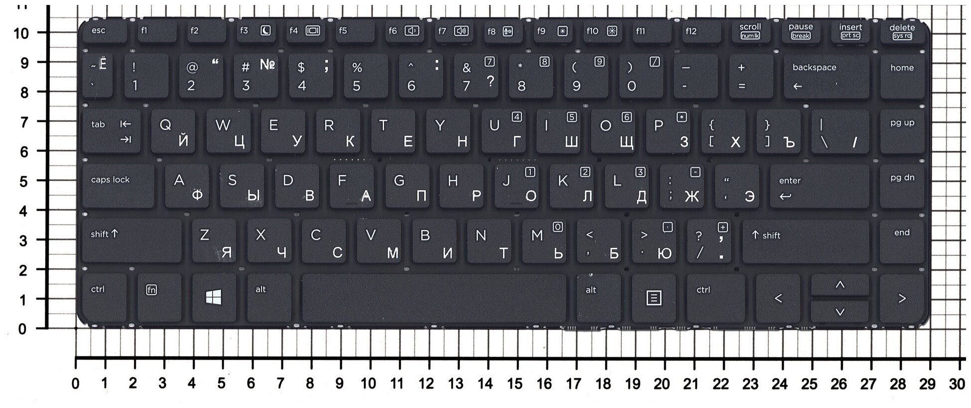 Клавиатура для ноутбука HP ProBook 445 черная без рамки