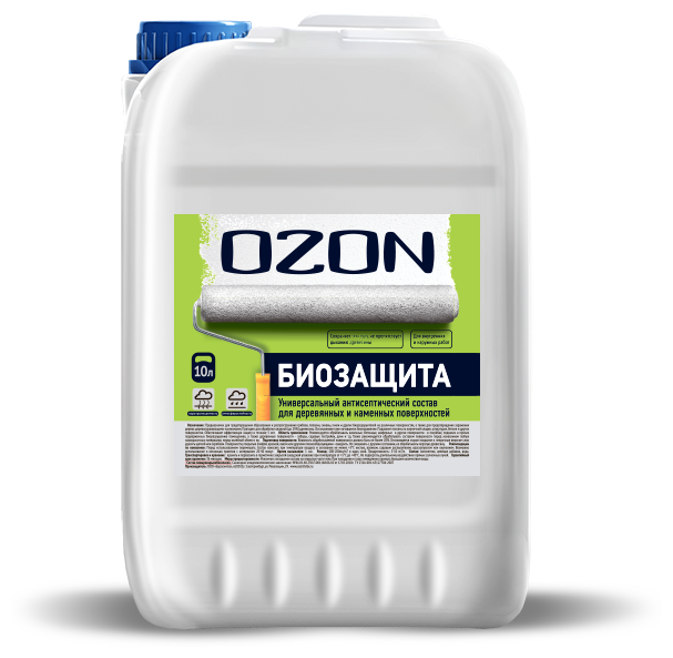 Пропитки-антисептики OZON Пропитка-антисептик против плесени и грибка "Биозащита" для дерева и минеральных поверхностей БЗ-10 10л морозостойкая