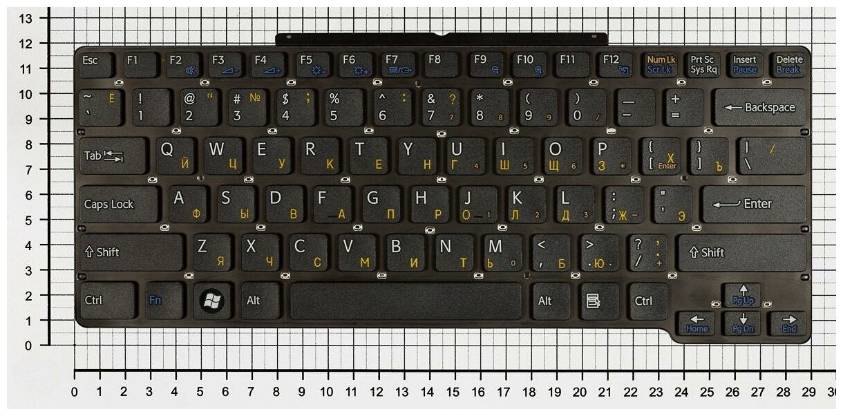 Клавиатура для ноутбука Sony Vaio VGN-SR29XNS черная без рамки