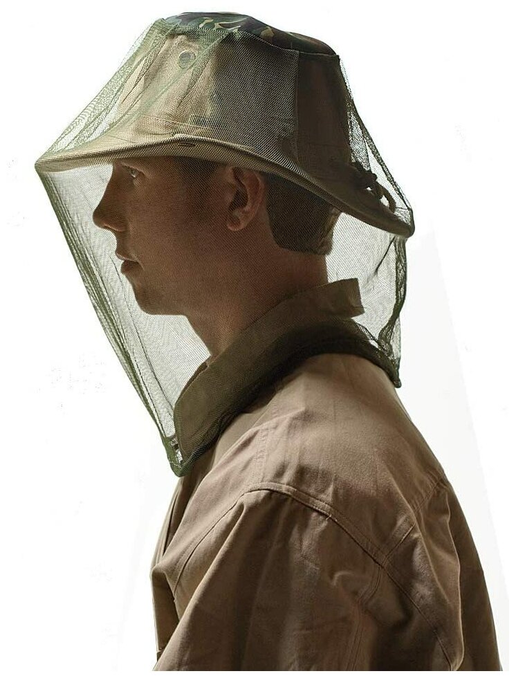 Москитная сетка на голову. Сетка накомарник противомоскитная сетка на голову от насекомых размер 48х84 хаки