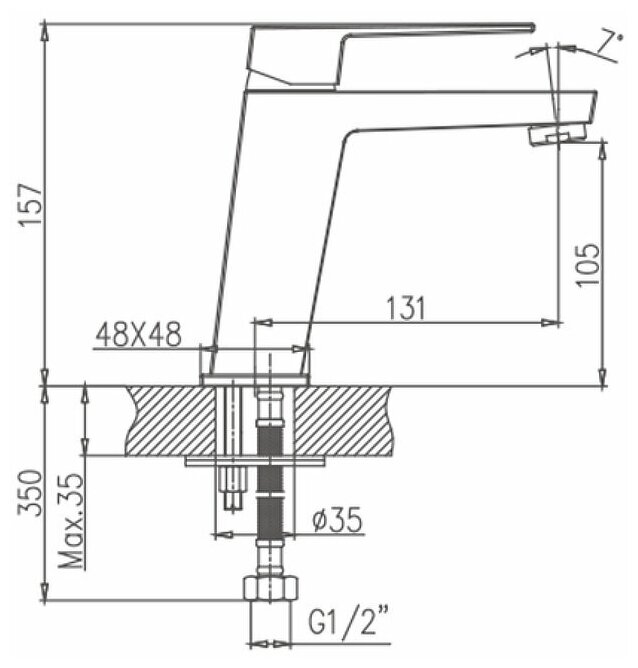 Смеситель для умывальника 35к HB10191 HAIBA - фотография № 3