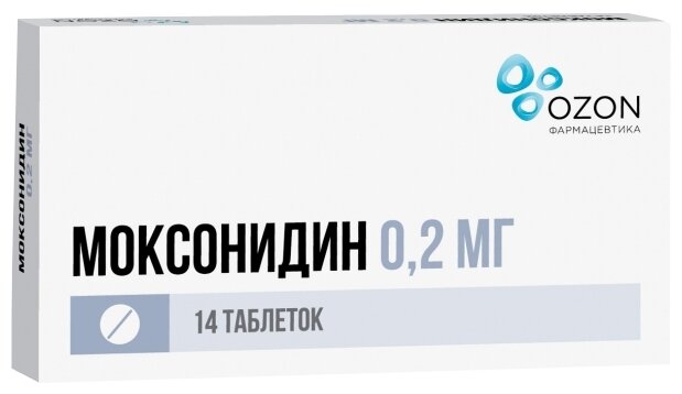 Моксонидин таб. п/о плен., 0.2 мг, 14 шт.