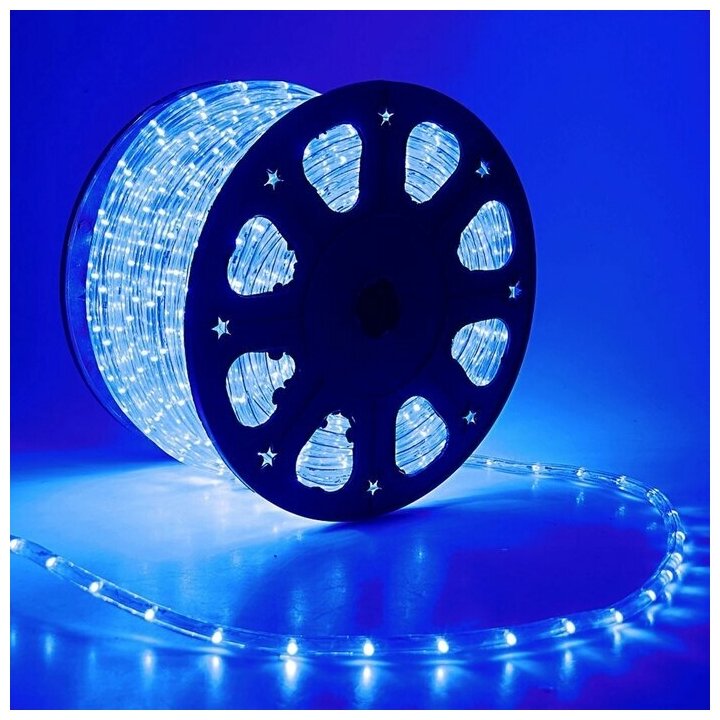 Световой шнур Luazon Lighting 11 мм, IP65, 100 м, 24 LED/м, 220 В, 2W, постоянное свечение, свечение синее - фотография № 5