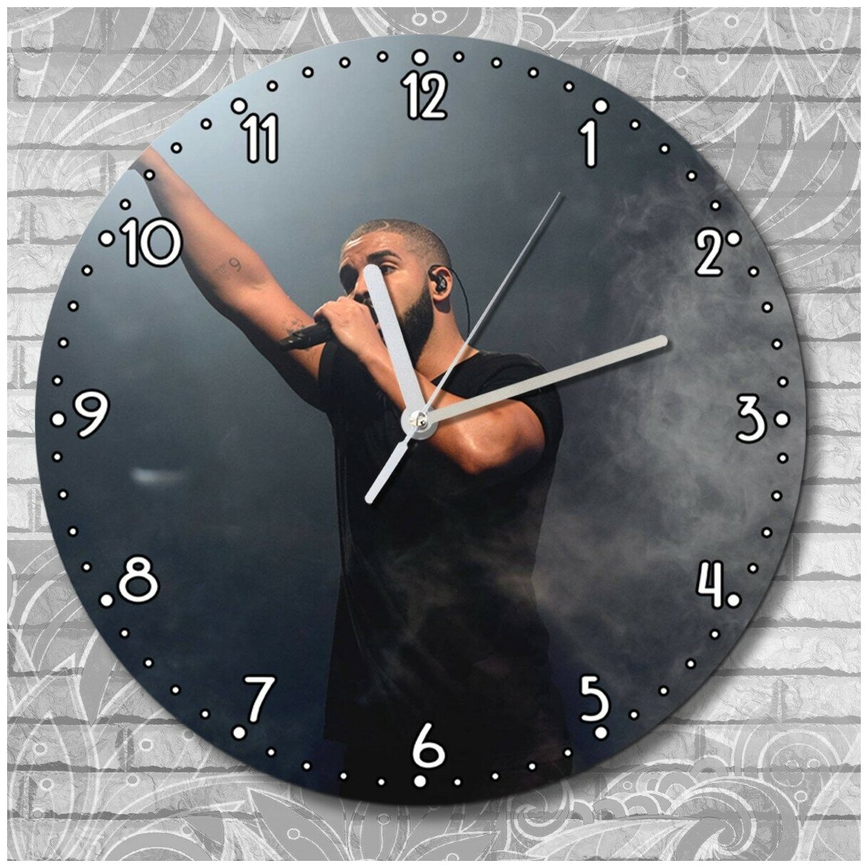 Настенные часы УФ музыка (music, rap, hip hop, sound, руки вверх, hands up, style, graffiti, life) - 2041