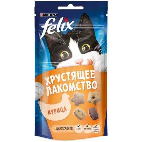 Felix Хрустящее лакомство для кошек Курица, 60 г.