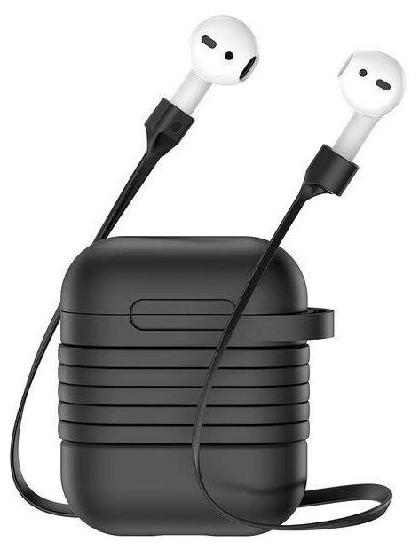 Чехол с креплением наушников Baseus для AirPods, Black (Черный) TZARGS-01