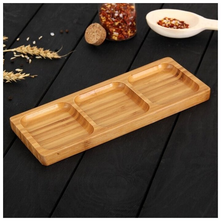 фото Блюдо для подачи "Бамбук" 3 секции 25х9,5х1,5 см 2830686