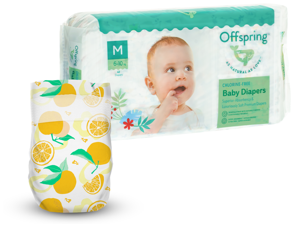 Offspring подгузники M, 6-10 кг, 42 шт., апельсин