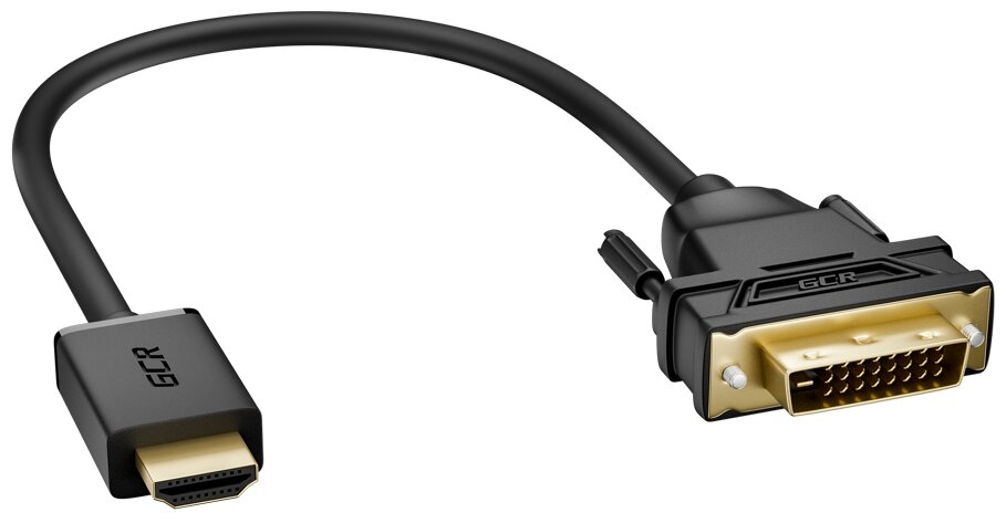 Greenconnect Кабель HDMI-DVI 0.3m черный, OD7.3mm, 28/28 AWG, позолоченные контакты, 19pin AM / 24+1M AM Dual Link, GCR-HD2DVI1-0.3m, тройной экран Greenconnect HDMI (m) - DVI-D (m) 0.5м (GCR-HD2DVI1- - фото №18