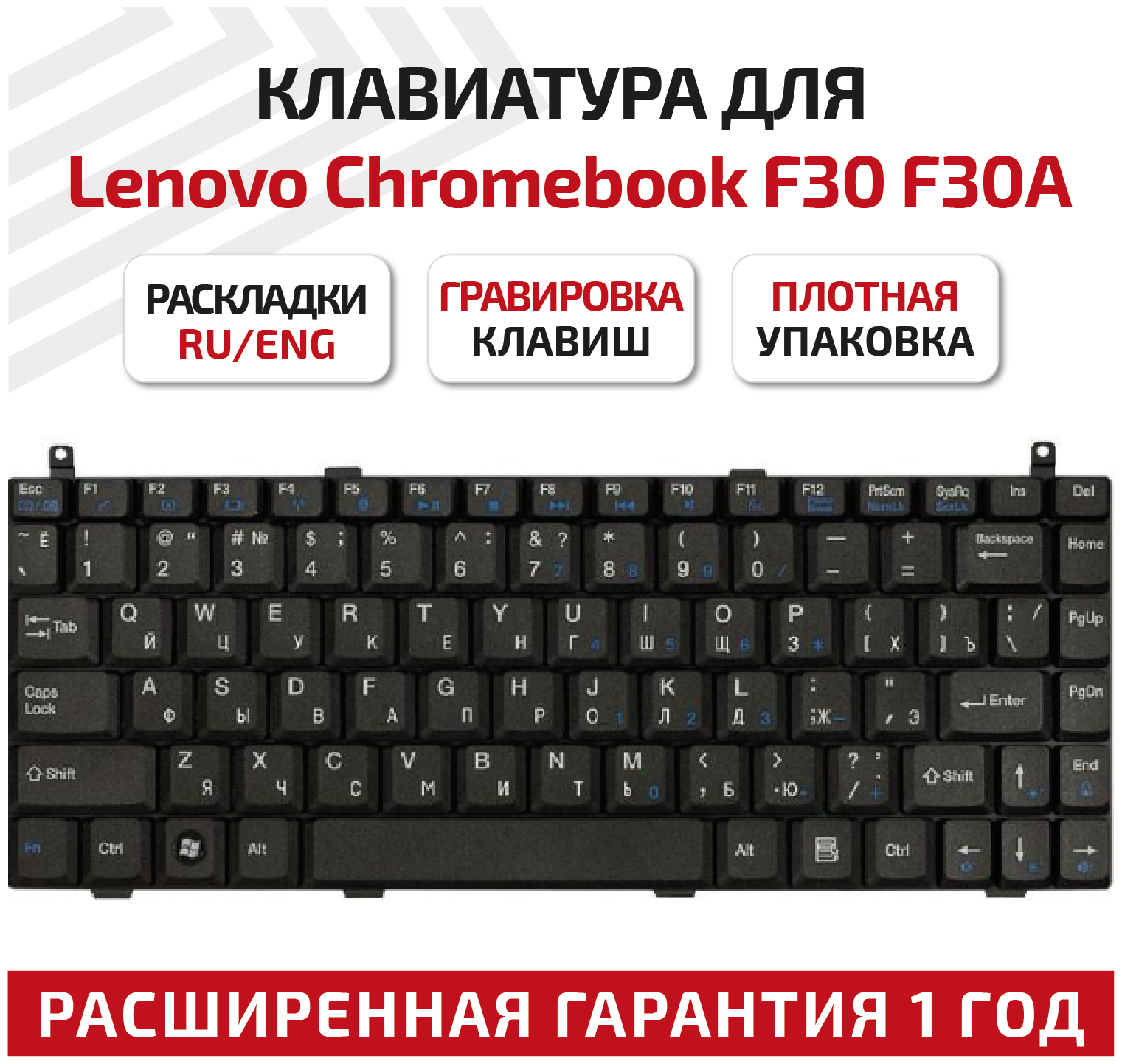 Клавиатура (keyboard) AECW32VU020 CW3 для ноутбука Lenovo F30, F30A, черная