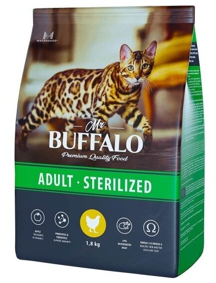 Сухой корм для кошек Mr.buffalo STERILIZED, курица, 1,8 кг