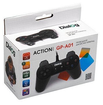 Джойстик Dialog GP-A01 Action - 10 кн, чёрный, USB