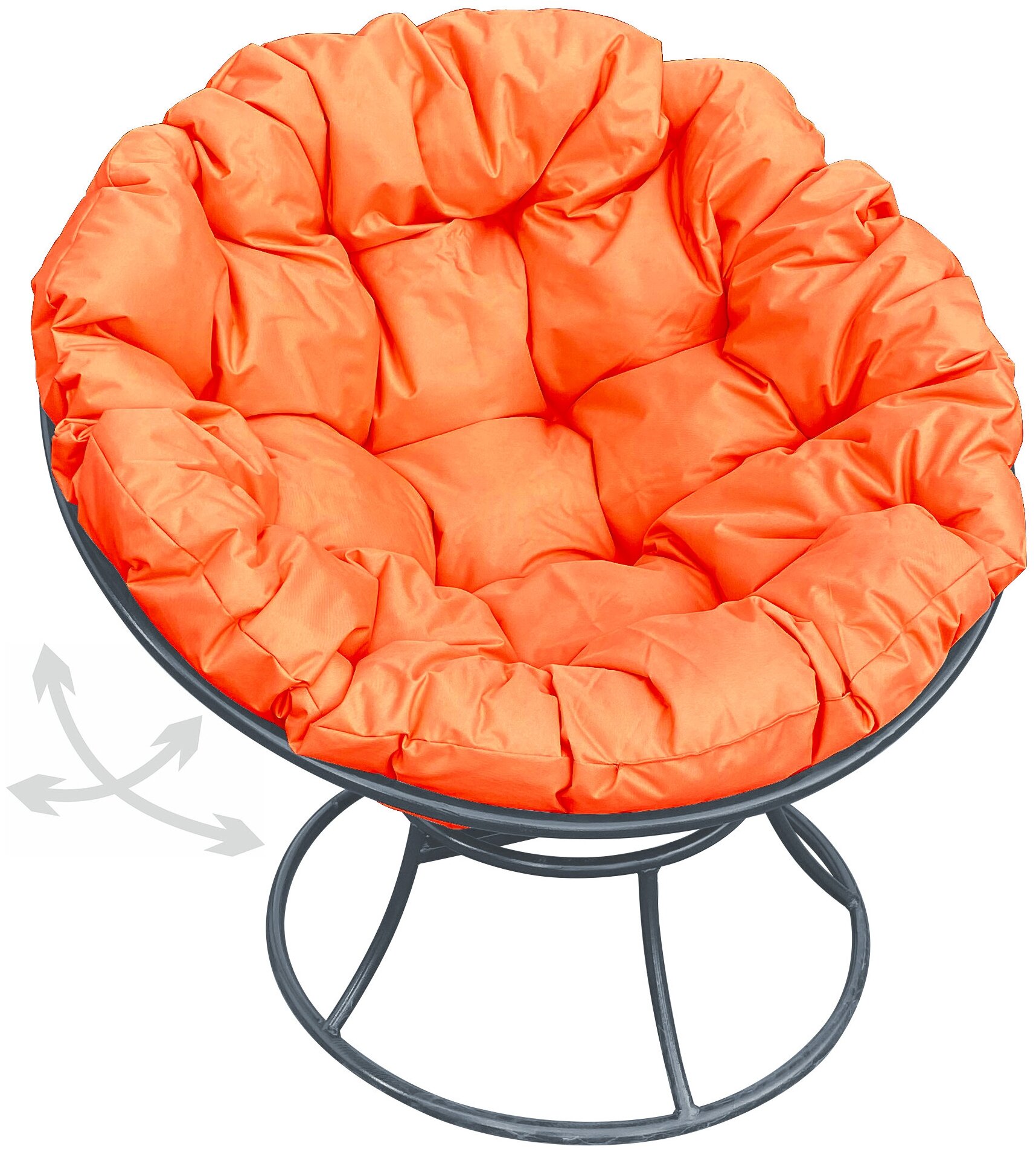 Кресло m-group папасан пружинка серое, оранжевая подушка - фотография № 1