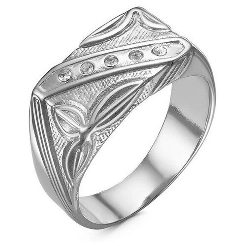 фото Кольцо посеребрение с оксидированием "перстень" мужской с рельефным рисунком, 21 размер красная пресня