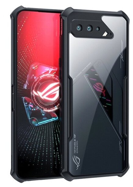 Задняя панель-чехол-накладка MyPads Labbri для Asus ROG Phone 5 / ROG Phone 5s из силикона c прозрачной пластиковой задней стенкой с черной окаемкой