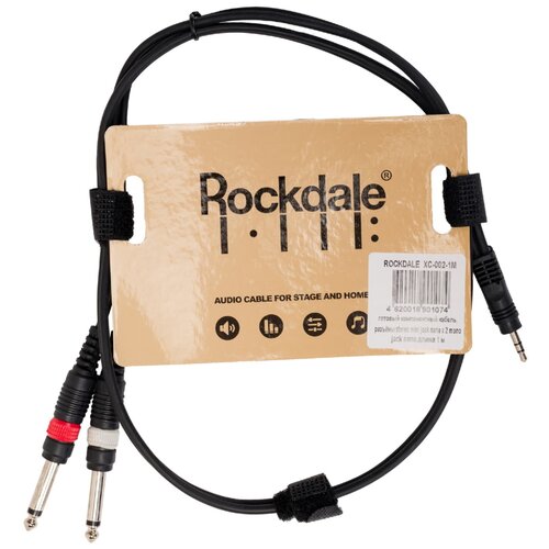 Готовый компонентный кабель, разъёмы stereo mini jack папа x 2 mono jack папа длина 1 м - ROCKDALE XC-002-1M