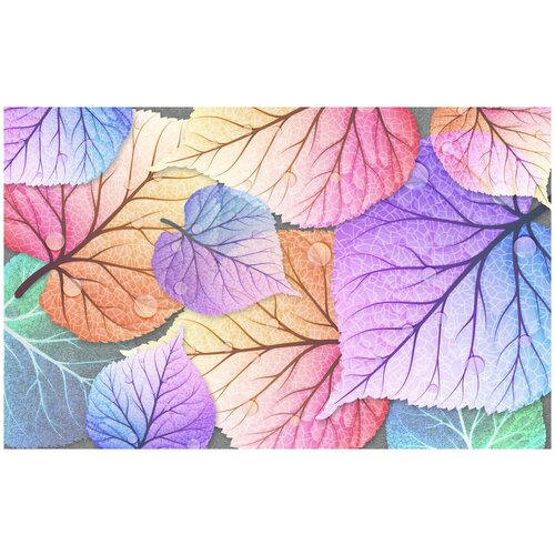 Фотообои Уютная стена Разноцветные листья с каплями росы 430х270 см Бесшовные Премиум (единым полотном)