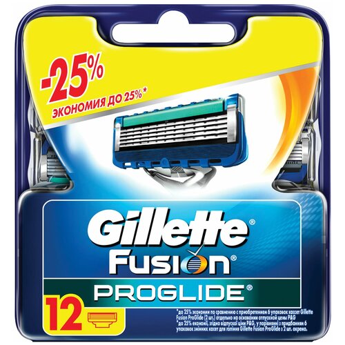 Сменные кассеты для бритья 12 шт, GILLETTE (Жиллет) Fusion ProGlide, для мужчин, GIL-81521963 604828 сменные кассеты gillette fusion proglide 8 шт 1544135