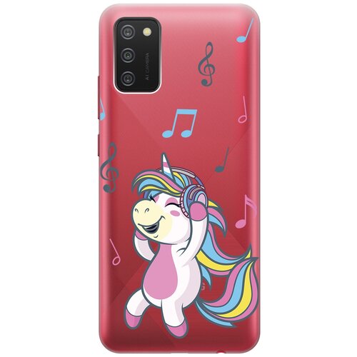 Силиконовый чехол с принтом Musical Unicorn для Samsung Galaxy A02s / Самсунг А02с силиконовый чехол с принтом musical unicorn для samsung galaxy a02s самсунг а02с