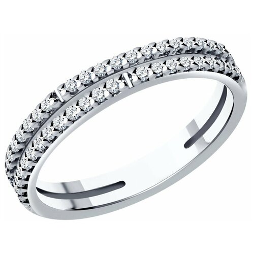 Кольцо SOKOLOV, серебро, 925 проба, родирование, фианит, размер 16.5 кольцо из серебра 925 пробы с фианитами r j2245 ko 002 wg вес 4 44 г
