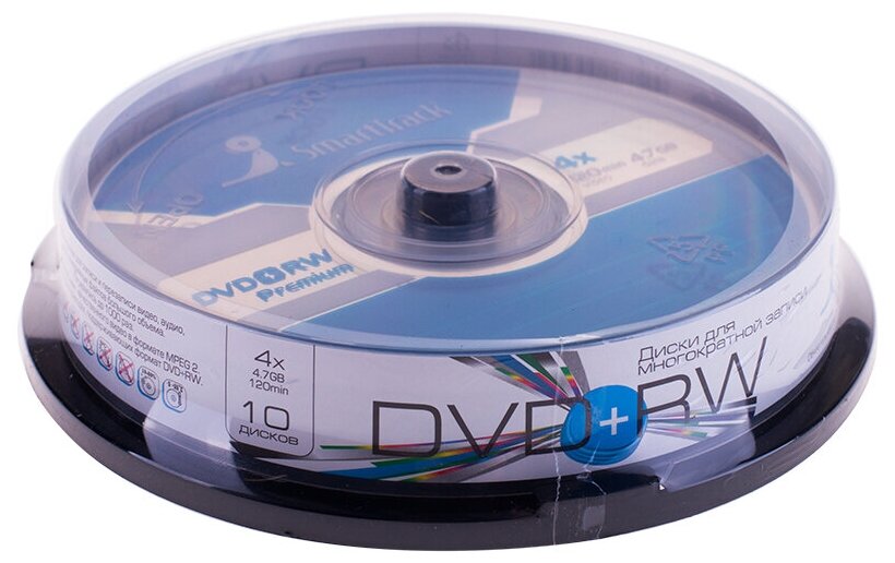 Диск DVD+RW 4.7Gb Smart Track 4x Cake Box (10шт)