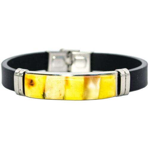 фото Браслет янтарный на ремешке из каучука со светлой янтарной мозаикой. стильный летний аксессуар. нет бренда