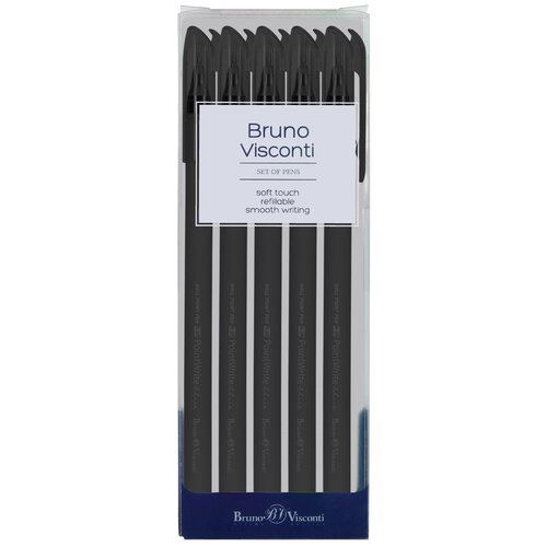 Набор BrunoVisconti, из 5-х шариковая ручек, 0.38 мм, синий, PointWrite Black, Арт. 20-0265-5 набор brunovisconti из 5 х шариковая ручек 0 38 мм синий pointwrite special арт 20 0211 5