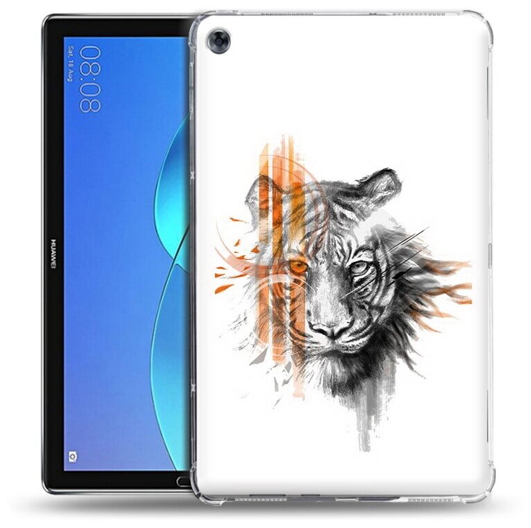 Чехол задняя-панель-накладка-бампер MyPads огненный тигр для Huawei MediaPad M5 Lite 10 (BAH2-L09/W09/AL10) противоударный