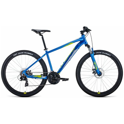 Велосипед FORWARD APACHE 27,5 2.0 disc (27,5 21 ск. рост 17) 2020-2021, синий/зеленый, RBKW1M37G019