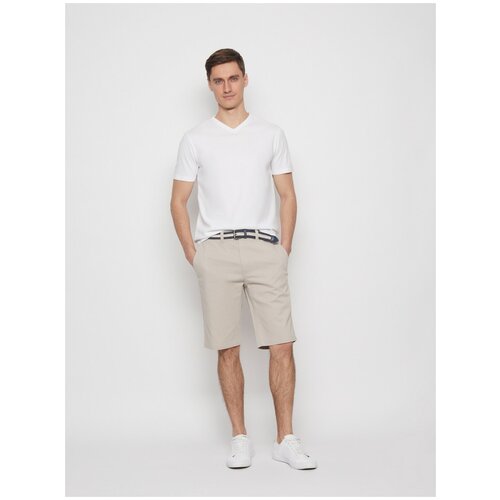 фото Шорты из хлопка с ремнём, цвет молоко, размер 38 zolla