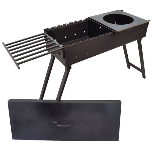 Комплект с мангалом №3-8 Мангал складной 800-3 мм., делитель топки, полка-решетка, крышка на мангал, подказанник