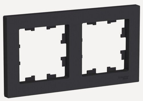 Изображение товара Рамка Systeme Electric (schneider Electric) SCHNEIDER ELECTRIC ATLASDESIGN, карбон 2-постовая, ATN001002