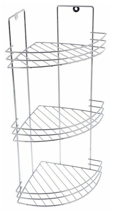 фото Полка угловая 3-х ярусная, 20×20×49 см, цвет хром