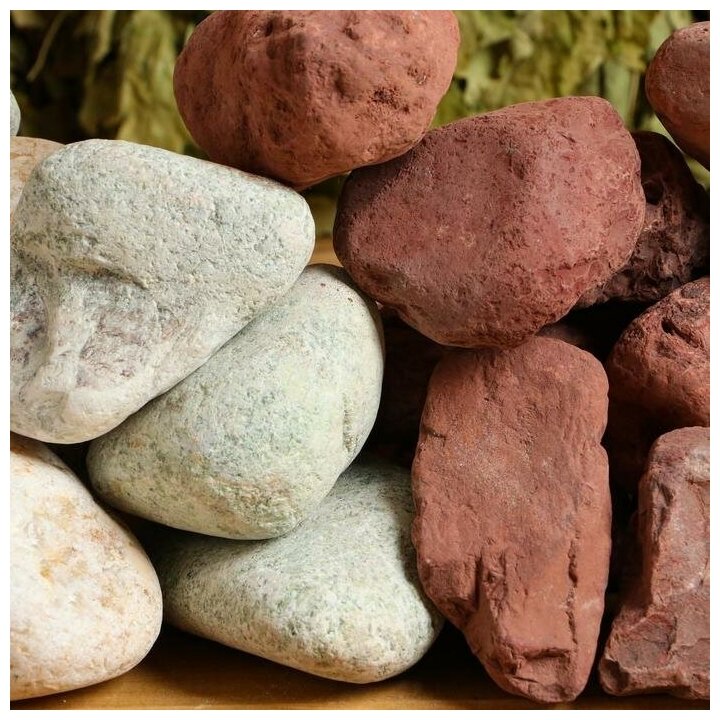 Камень для бани "Смесь" жадеит, яшма, кварц, ведро 15кг - фотография № 3