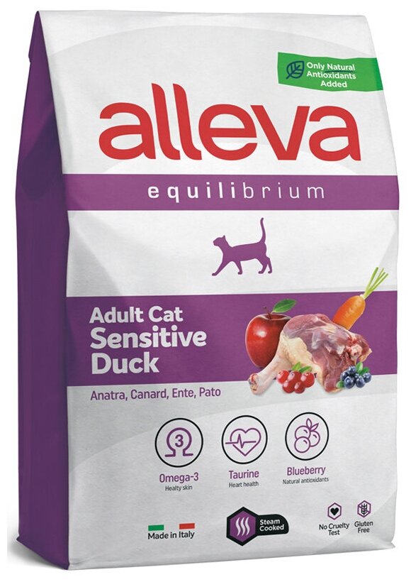 Alleva Equilibrium Cat сухой корм для взрослых кошек с уткой, Adult Sensitive Duck, 10 кг - фотография № 2