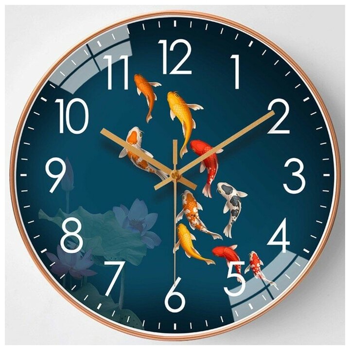 фото Часы настенные, серия: Интерьер, "Рыбки", плавный ход, d-30 см, АА 7802573