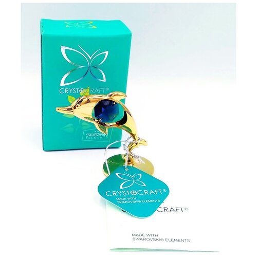 Сувенир статуэтка фигурка CRYSTOCRAFT Дельфин 7см, миниатюра CRYSTOCRAFT Дельфин, подарок - сувенир Дельфин, статуэтка Дельфин с кристалом, статуэтка для интерьера Дельфин, статуэтка в подарок.