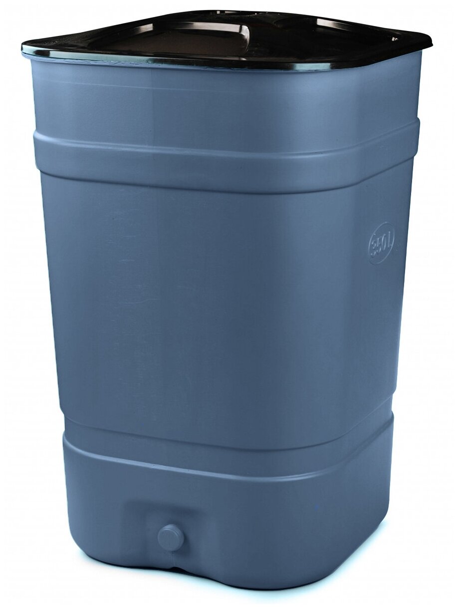 Бочка-бак 300л с крышкой (квадратный), для накопления и хранения воды с целью дальнейшего полива, крышка, заглушенное отверстие для крана, М3047 - фотография № 1