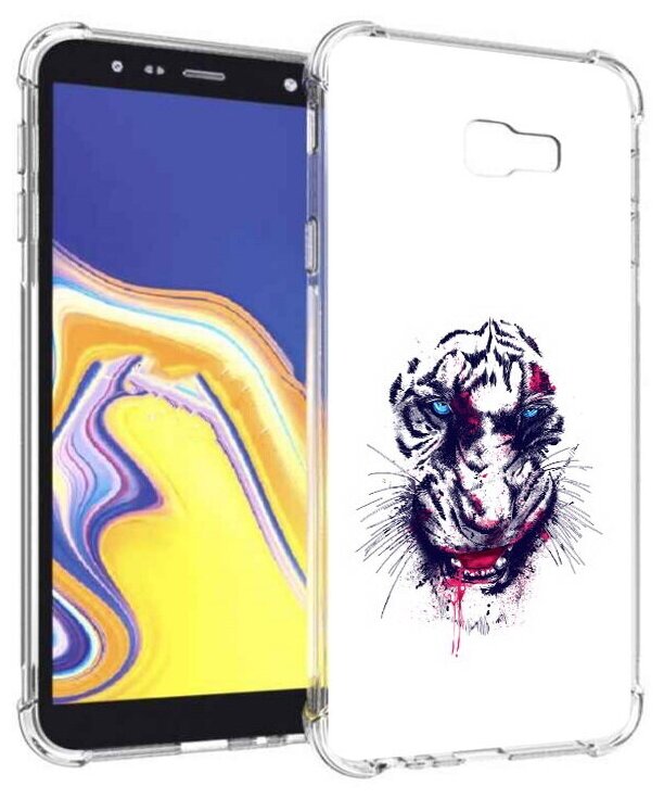 Чехол задняя-панель-накладка-бампер MyPads безумный тигр для Samsung Galaxy J4+ plus 2018 (SM-J415F) противоударный