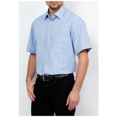 фото Рубашка мужская короткий рукав casino c225/0/109, прямой силуэт / сlassic fit, цвет голубой, рост 174-184, размер ворота 39