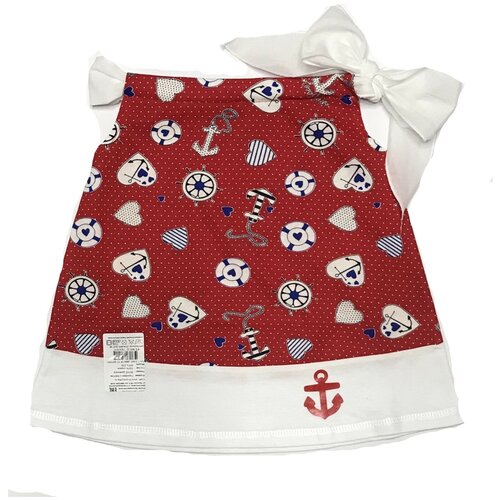 Сарафан с бантом Цвет красный-белый Размер 86 Ткань кулирка