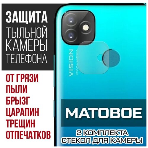 Стекло защитное гибридное матовое Krutoff для камеры ITEL Vision 1 (2 шт.)