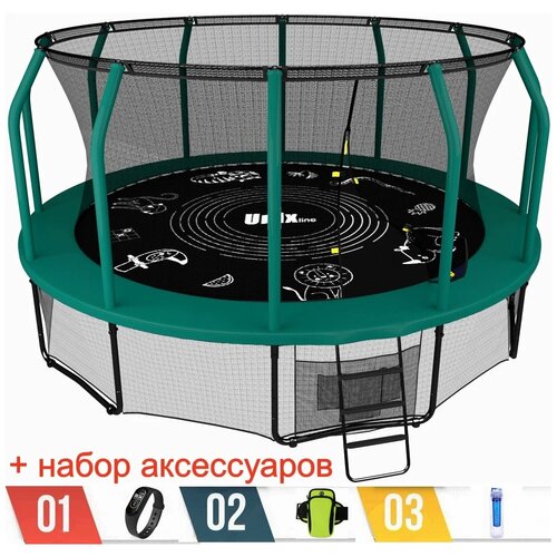 фото Каркасный батут unix line 14ft (4.27 м) supreme game (green) + аксессуары